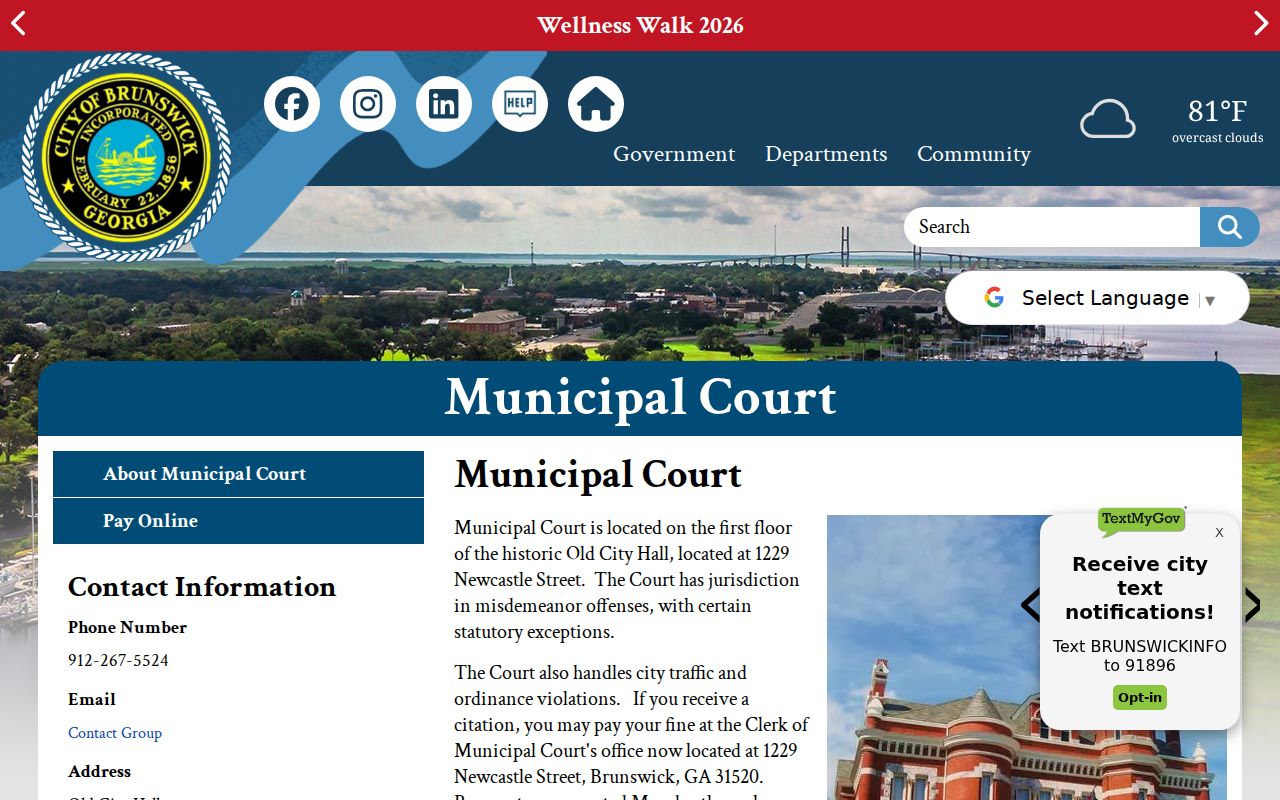 Brunswick court records Municipal Court information