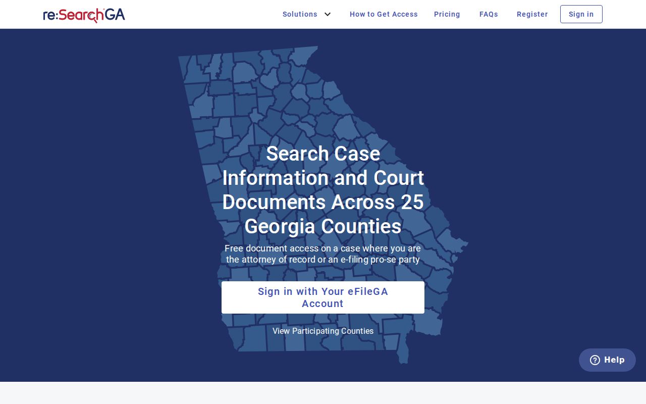 Glynn County docket search interface in re:SearchGA