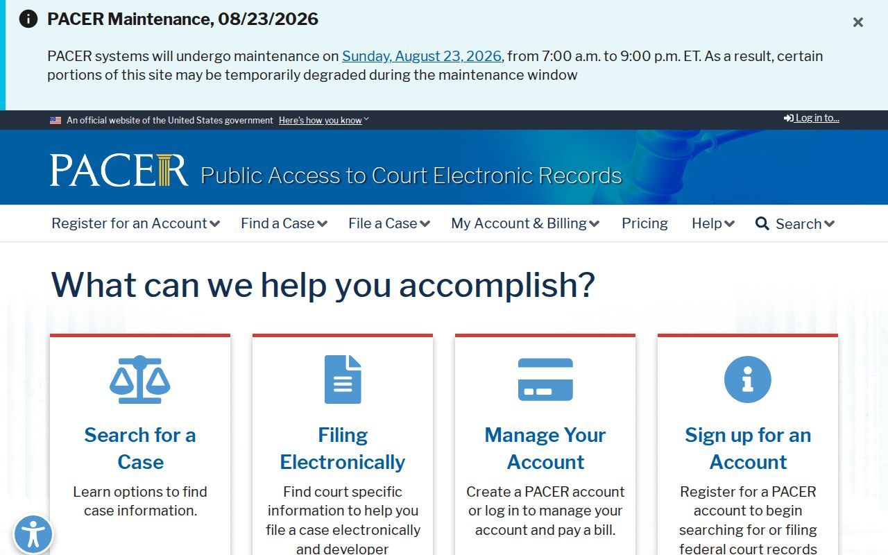 PACER federal Glynn County court record search