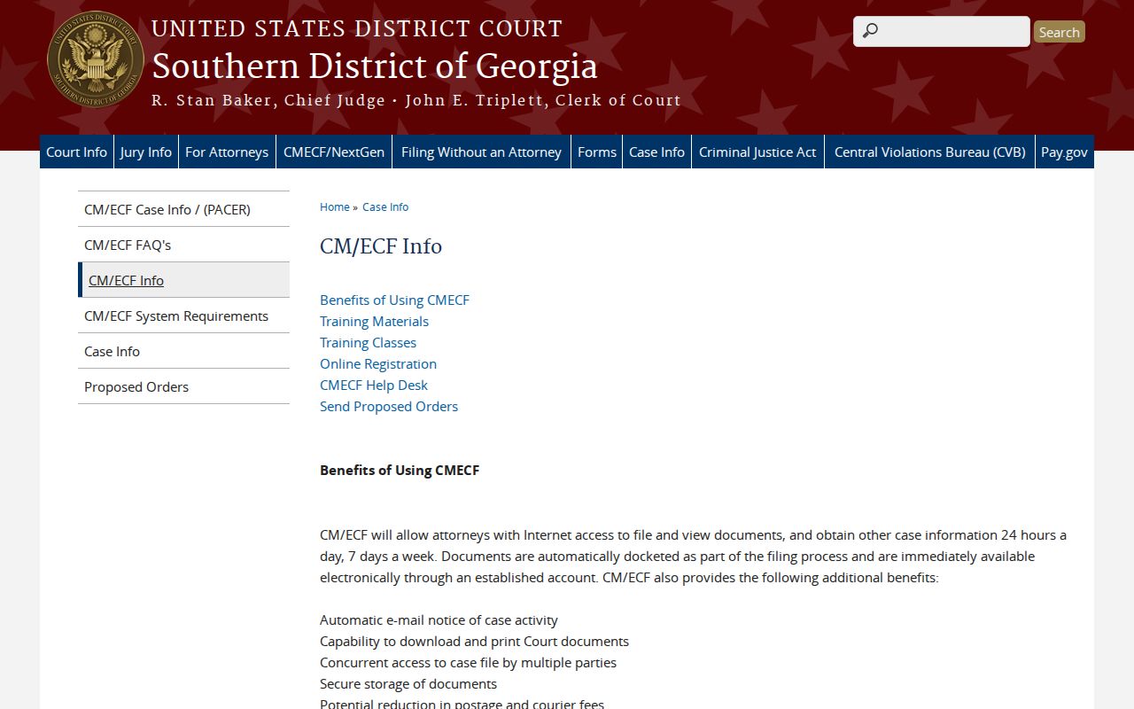 Glynn County criminal docket federal CM ECF access