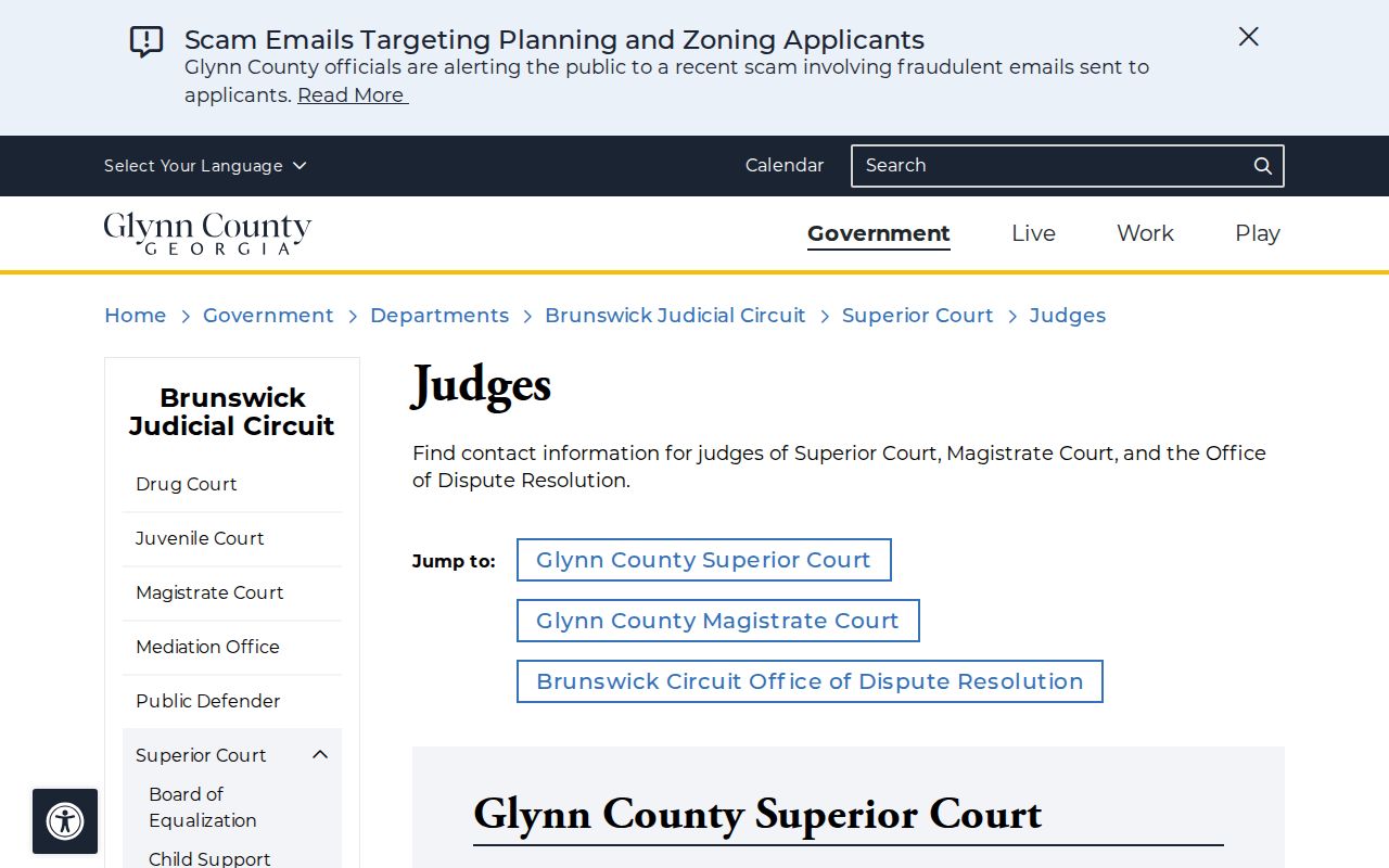 Glynn County criminal docket judge roster
