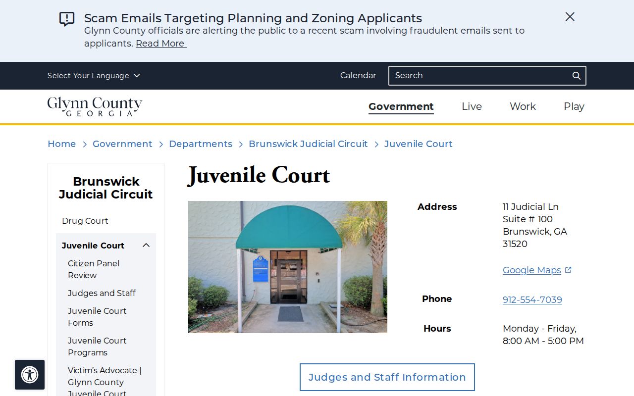 Glynn County court docket Juvenile Court access notice