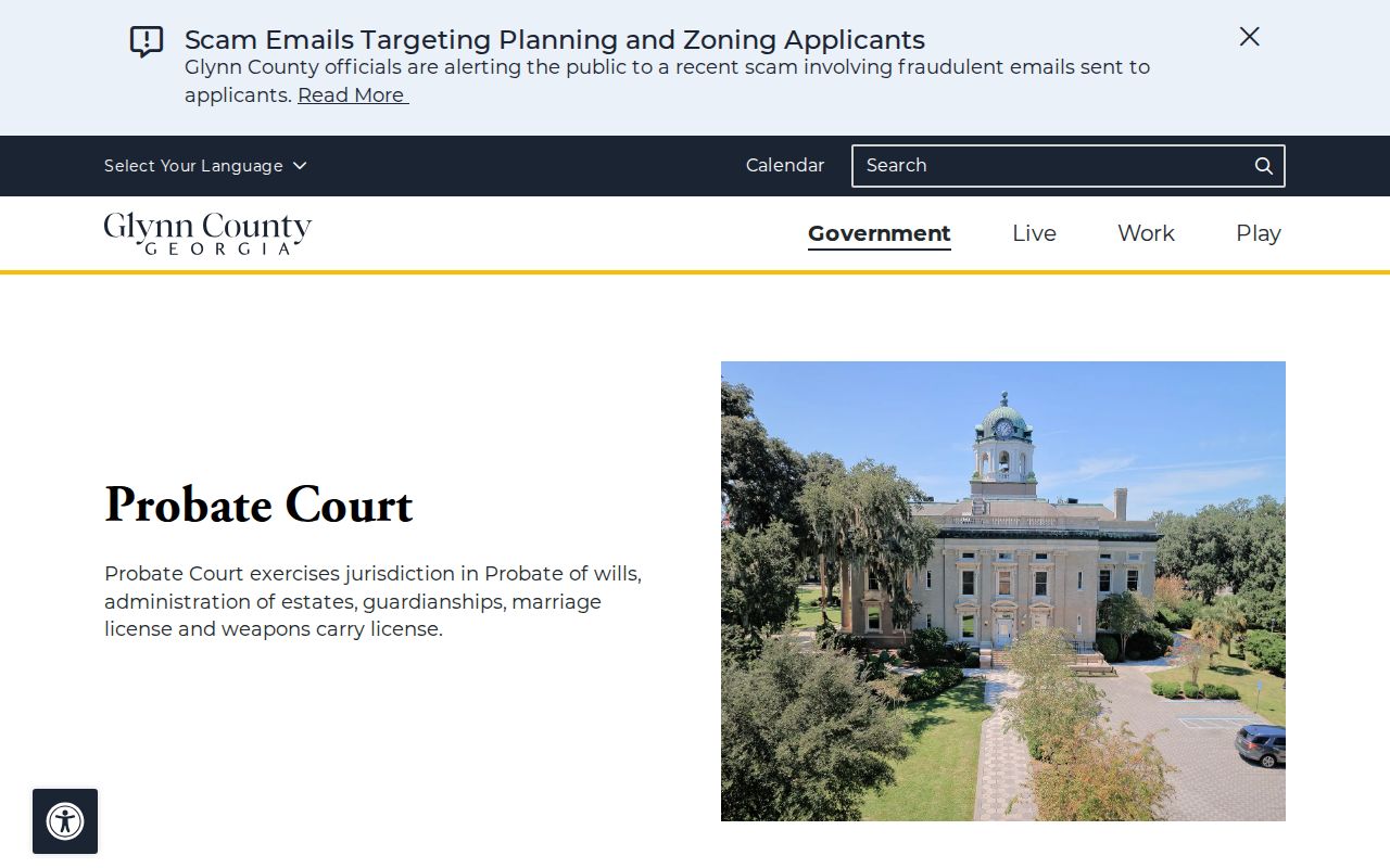 Glynn County court docket Probate Court information