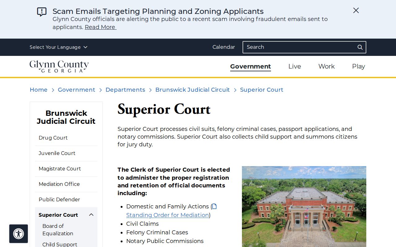 Glynn County court docket Superior Court clerk information